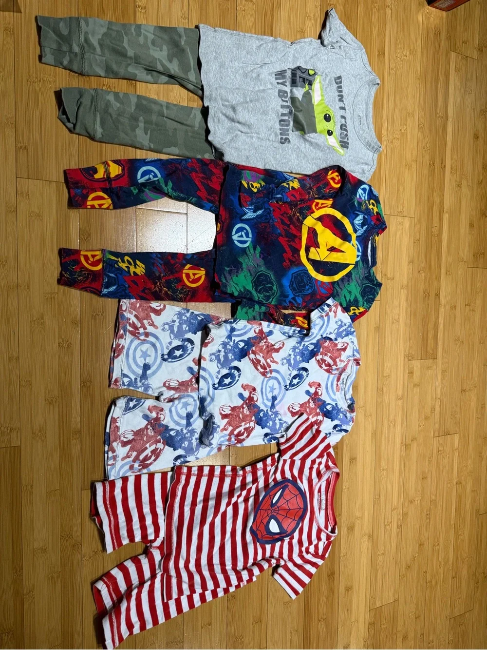 Mixed Boys Character Pajama Set - Avengers, Spiderman, Camo & Baby Yoda